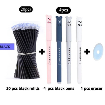 Erasable pen with 0.5mm needle tip and hot erasable ink in plastic casing