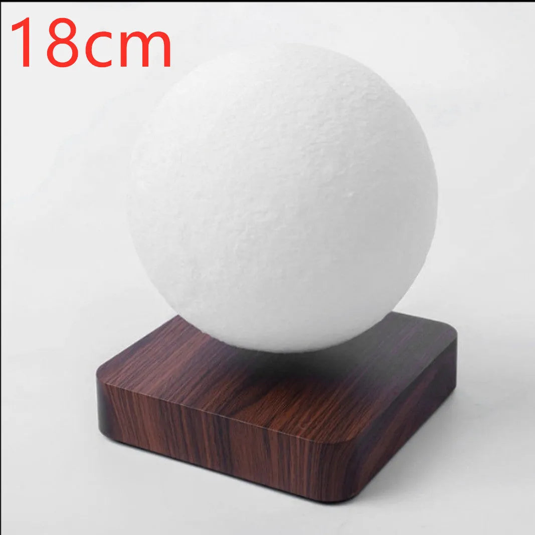 Magnetic levitation moon lamp with 14cm 3D printed moon floating 15mm above a wooden base, touch switch night light