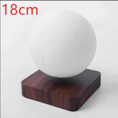 Magnetic levitation moon lamp with 14cm 3D printed moon floating 15mm above a wooden base, touch switch night light