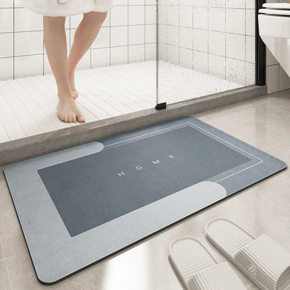 Plush bath mat with rectangle or oval design in various colors and sizes for bathrooms with sliding doors