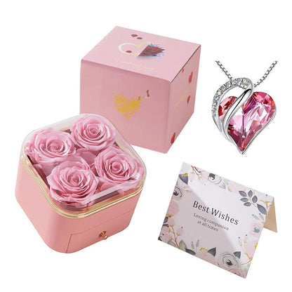 Valentine's Day Rose Flower Drawer Jewelry Box in various colors