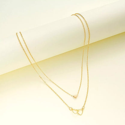 Hollow Cross Heart Pendant Double-layer Necklace in gold for women