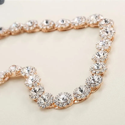 Bridal rhinestone sunflower hair band in silver, rose gold, or gold metal for wedding and banquet styling