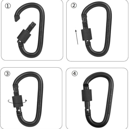 No. 8 Carabiner D Type Bold 8CM Aluminum Alloy - Black