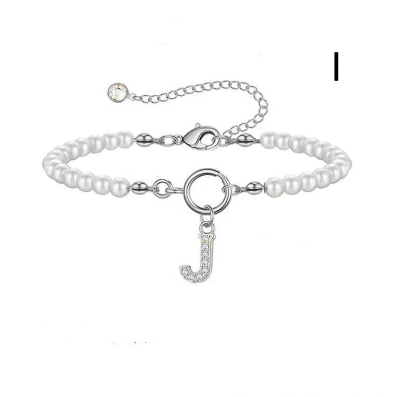 2024 fashion initial pearl bracelet for women with toggle clasp