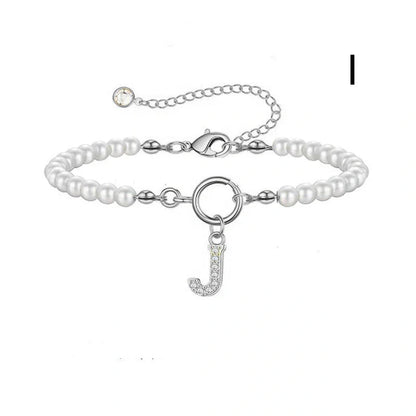 2024 fashion initial pearl bracelet for women with toggle clasp