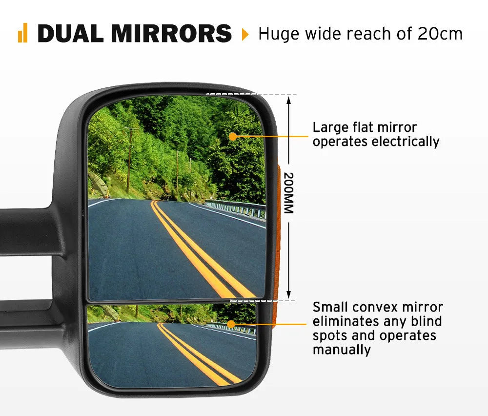 Black electric exterior rear vision mirror for Nissan NP300 D23.