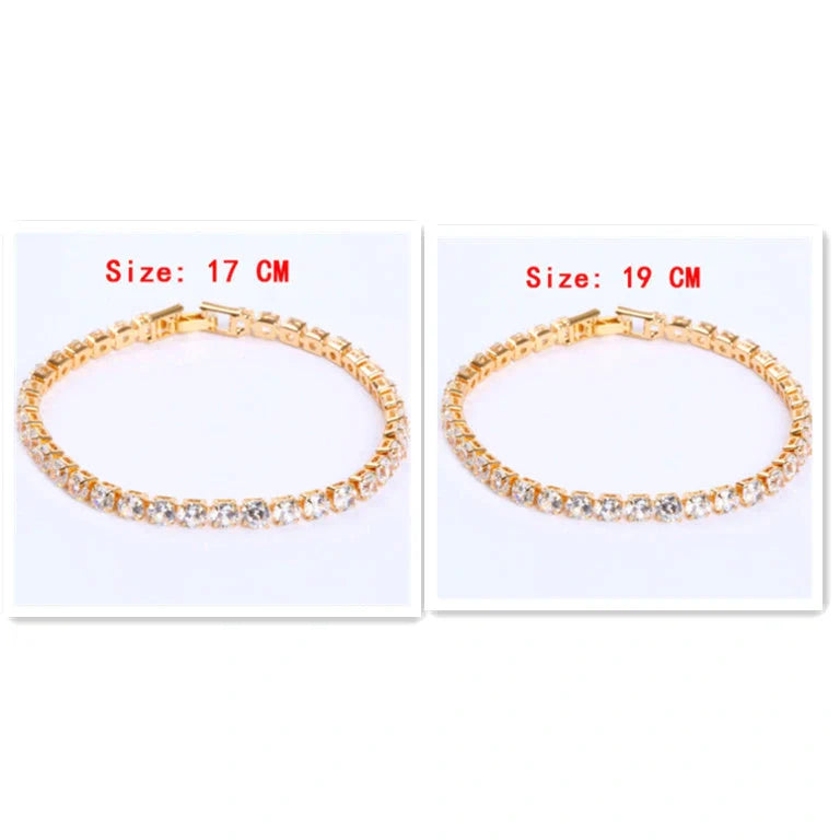 Cubic Zirconia Tennis Bracelet with AAA+ crystals on a copper box chain