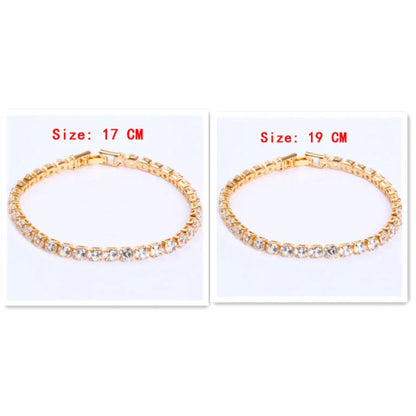 Cubic Zirconia Tennis Bracelet with AAA+ crystals on a copper box chain