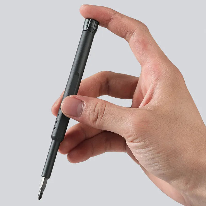 49-in-1 magnetic screwdriver set for phone repair with nickel aluminium bronze handles in a holder.