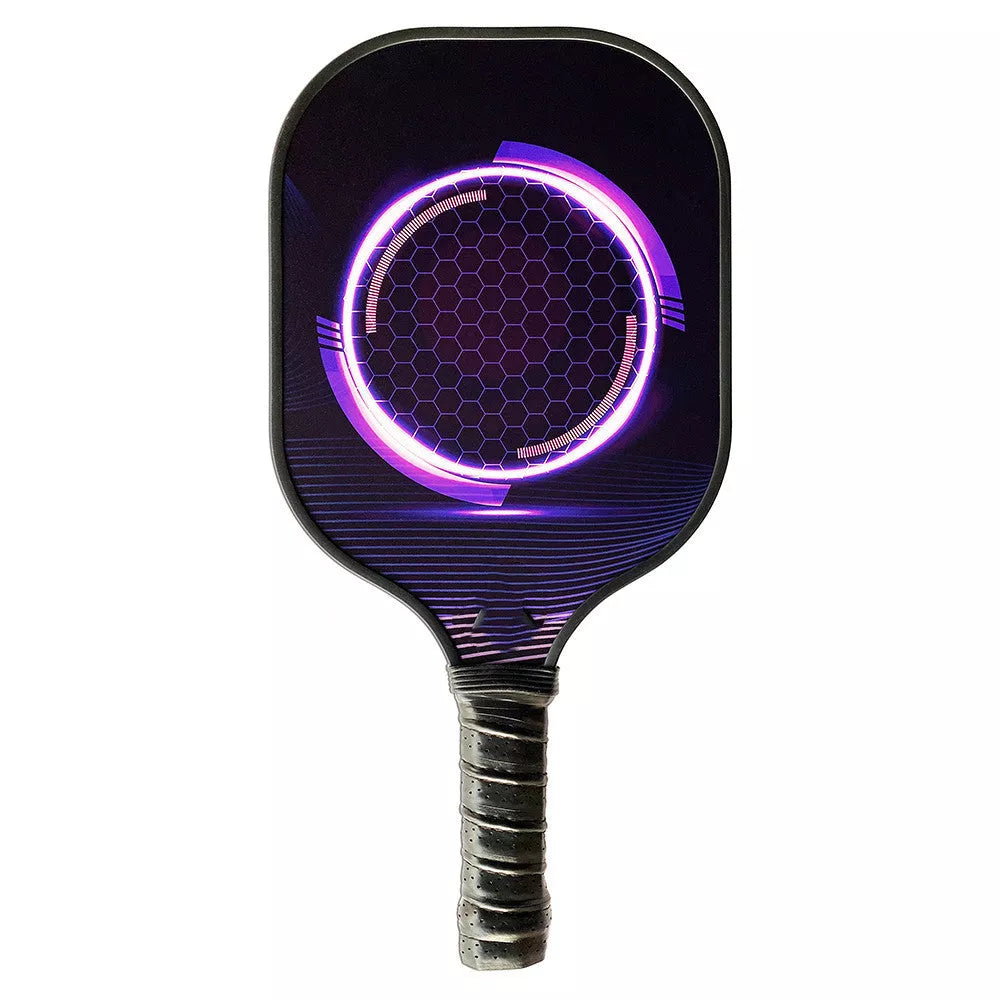 Carbon Fiber Pickleball Racket with red, yellow, blue, and purple color options