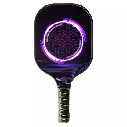 Carbon Fiber Pickleball Racket with red, yellow, blue, and purple color options