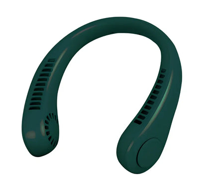 White hanging neck fan with flexible dual wind heads showing 78 air outlets and USB Type-C charging port