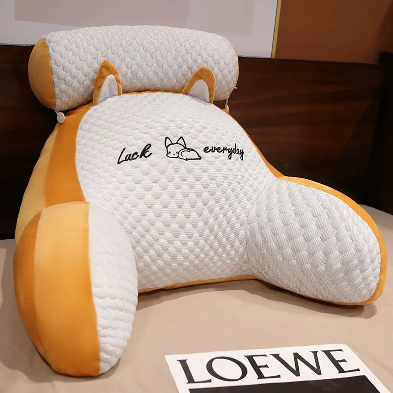 Reading lumbar support cushion in 60x40cm and 70x50cm sizes with embroidery design