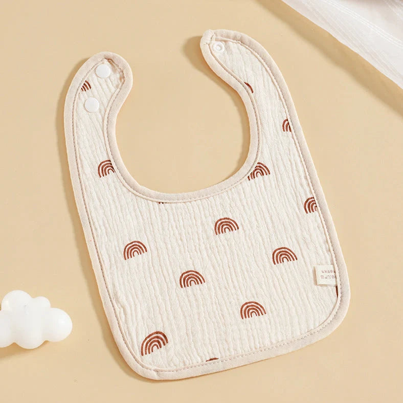 Pure cotton six-layer gauze baby U-shaped bib measuring 23×33cm with animal pattern design