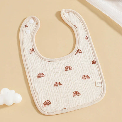Pure cotton six-layer gauze baby U-shaped bib measuring 23×33cm with animal pattern design