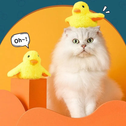 Yellow duck electric cat toy 150x120x80mm with Type-C USB charging and catnip