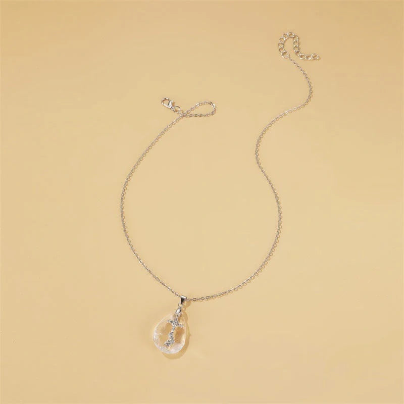 Chic drop pendant necklace made of premium electroplated alloy with a delicate cross-chain design, perfect for elevating any outfit