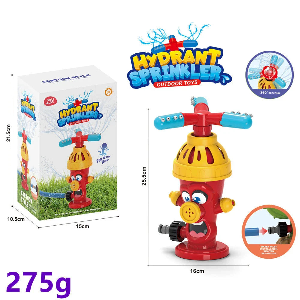 Colorful outdoor water sprinkler toy with cactus-shaped design for kids to enjoy in the backyard