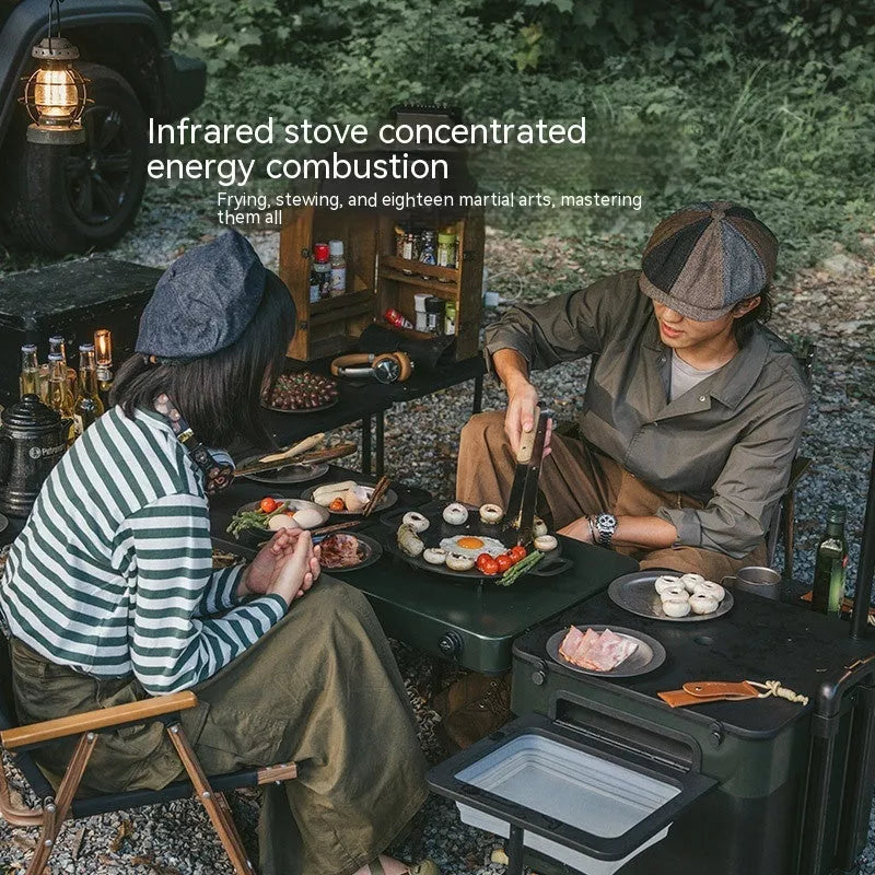 Avocado Green Mobile Kitchen Box for outdoor cooking and camping