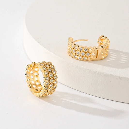 Women's copper all-matching earrings in HYL407010 color, showcasing exquisite design and durable construction