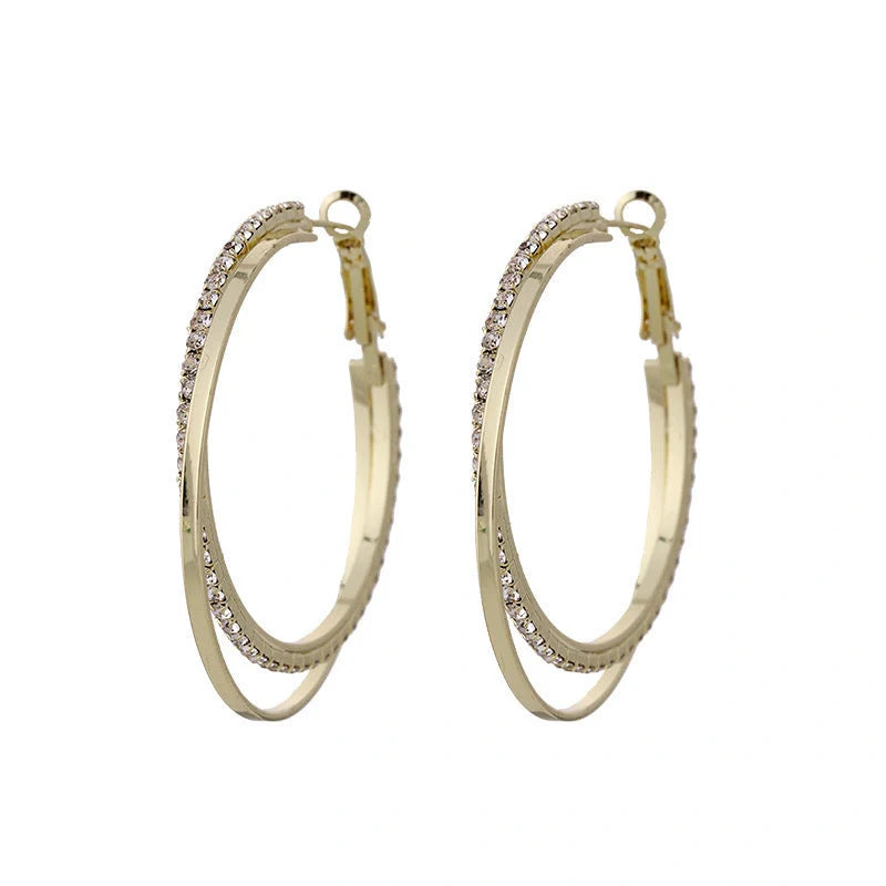 Geometric Alloy Earrings and Ring Set in 2507 Gold or Silver finish