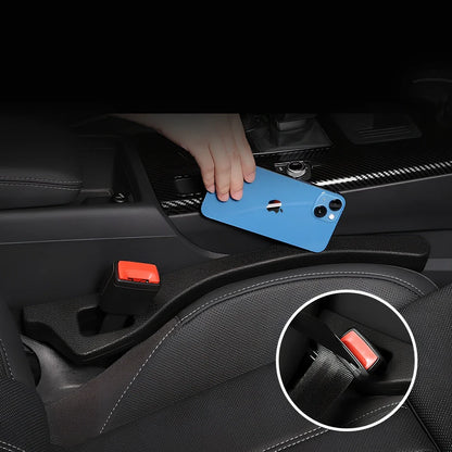 Black and green car seat gap filler strips, 5cm thick PU material, universal fit for vehicles