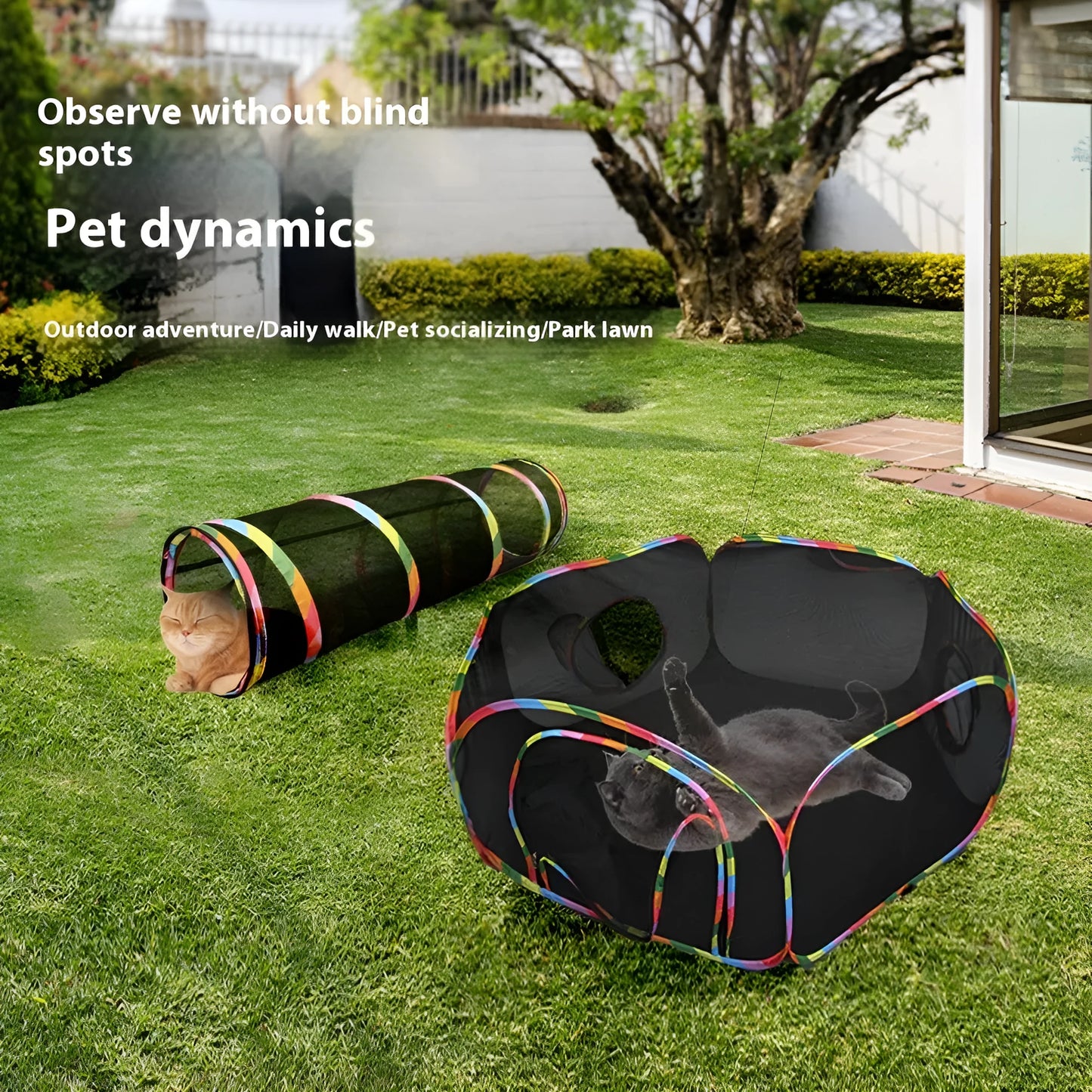 Foldable mesh cat playpen cage in hexagonal, tent, tee, long straight and square design styles