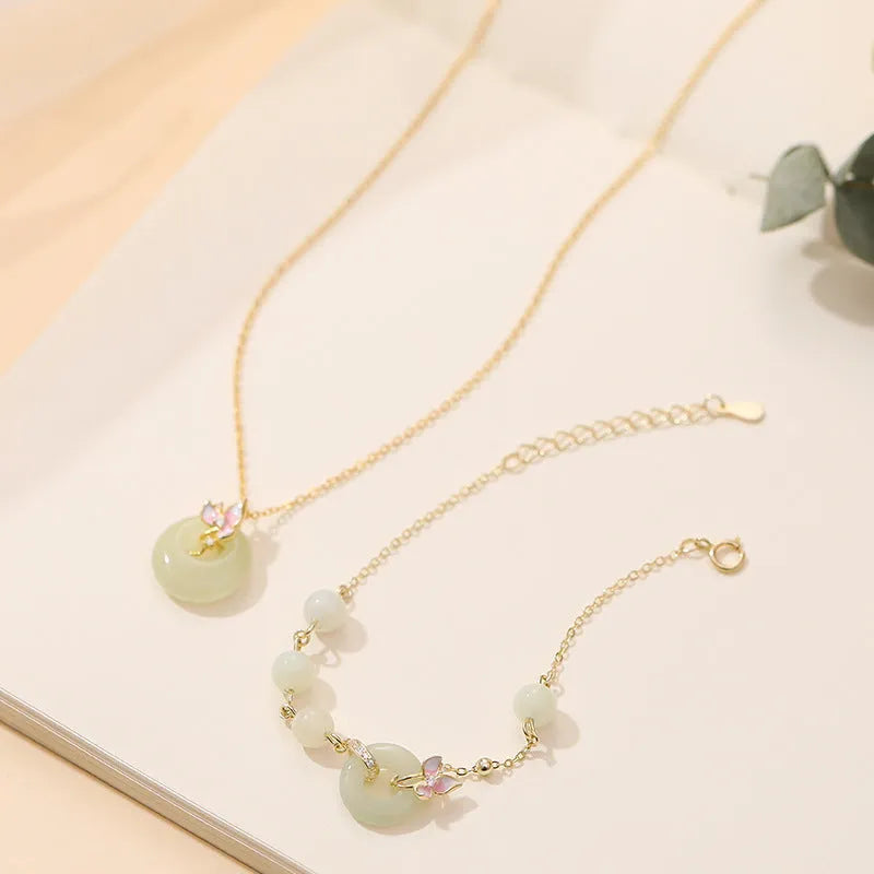 Sterling silver necklace with orchid pendant and safety buckle closure