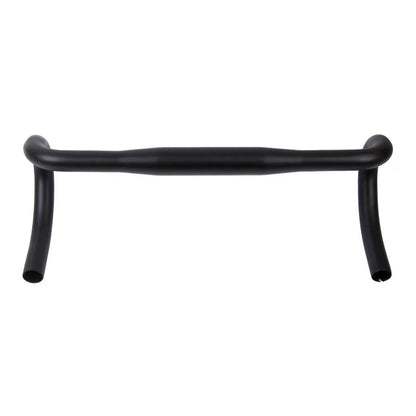 Black UNO road bike aluminium racing handlebar with small bent profile showing 31.8mm clamp markings
