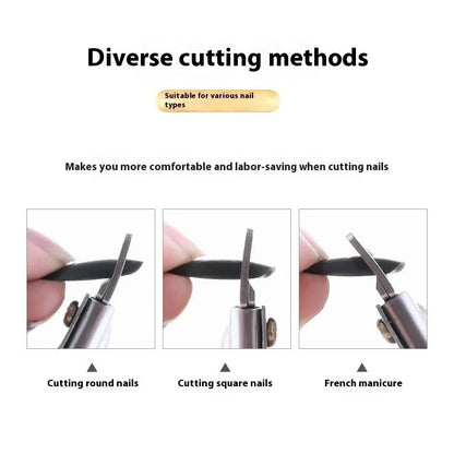 French U-shaped nail scissors with stainless steel blades and electrophoresis coating in black, titanium, or silver handle options