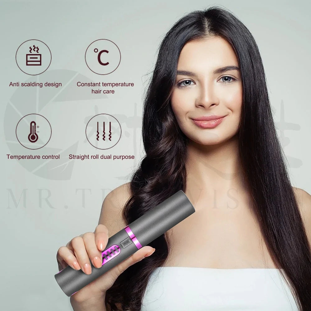 USB charge mini wireless travel hair straightener with ceramic plates in green, grey, or pink colours