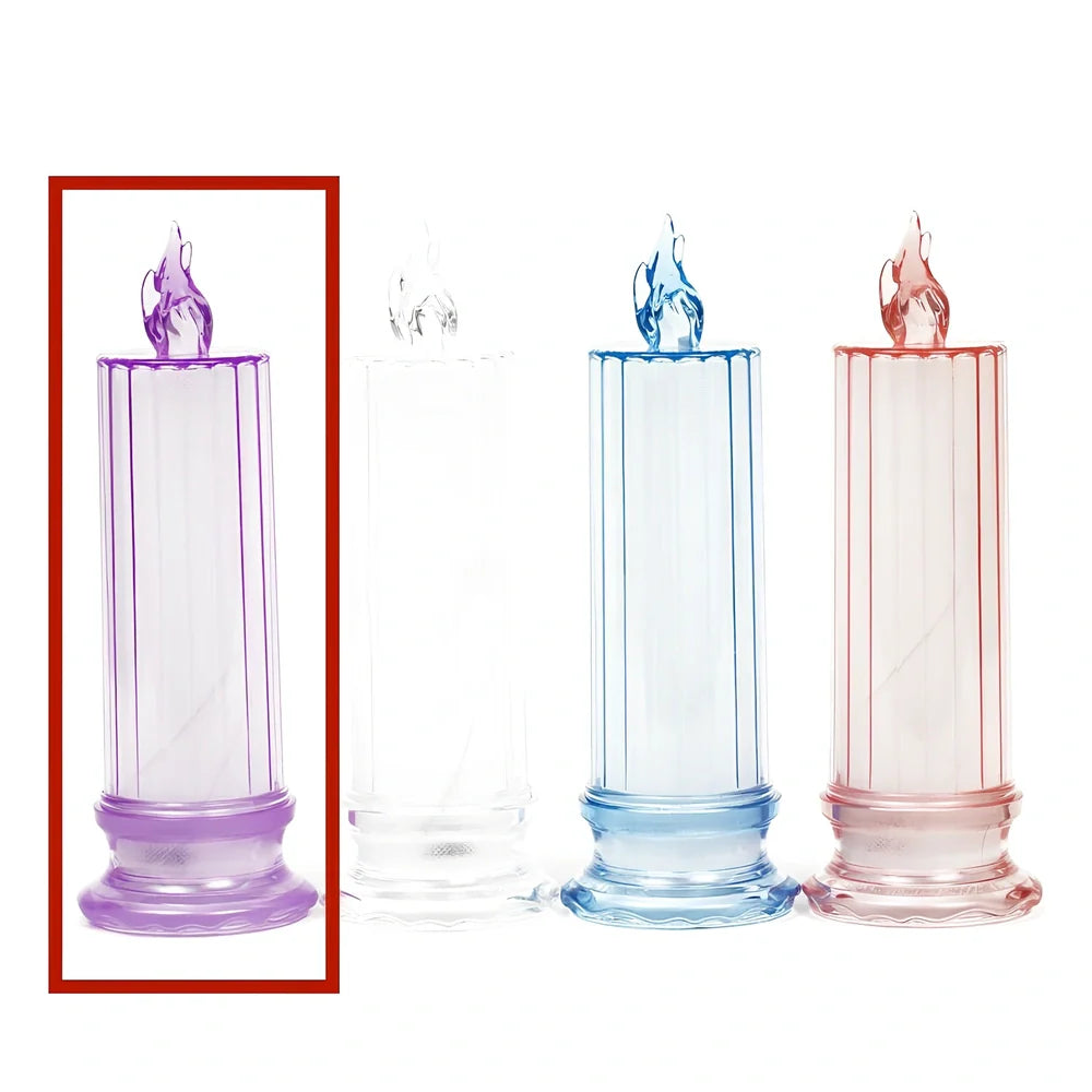 LED electronic candle light in transparent colour with diamond pattern, 15cm height
