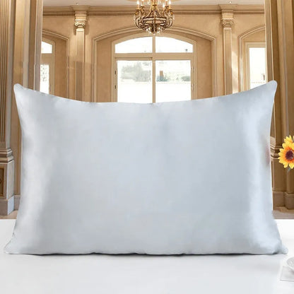 19 M double-sided silk pillowcase in apricot colour showing smooth texture and dimensions