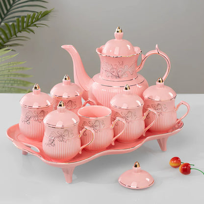 Nordic style ceramic tea set with glacier pattern, 500ml capacity, measuring 15cm height