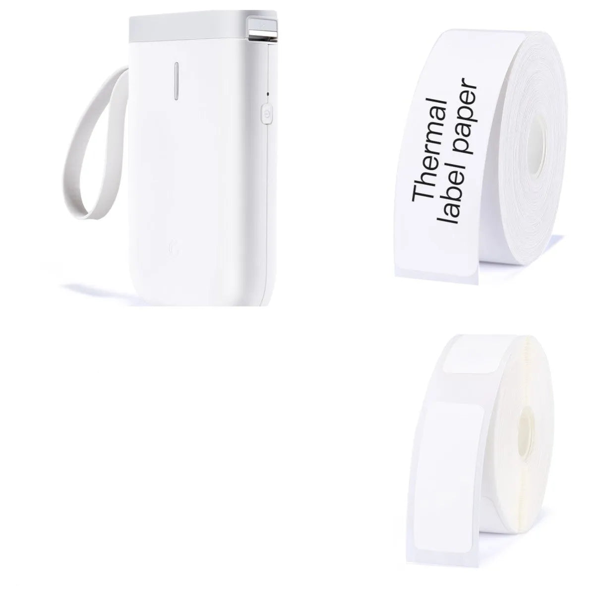 D11 Bluetooth thermal label printer in black, showing compact design and smartphone app connection