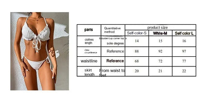 Women's pleated lace-up backless bikini swimsuit in black or white with high elasticity fabric