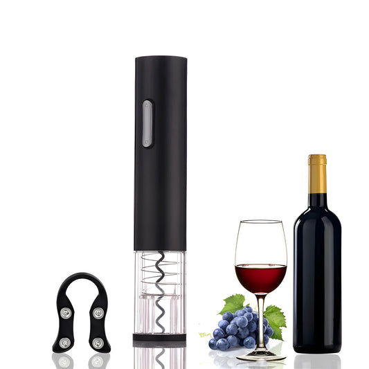 Automatic electric wine bottle opener with foil cutter in black, red, or white colours