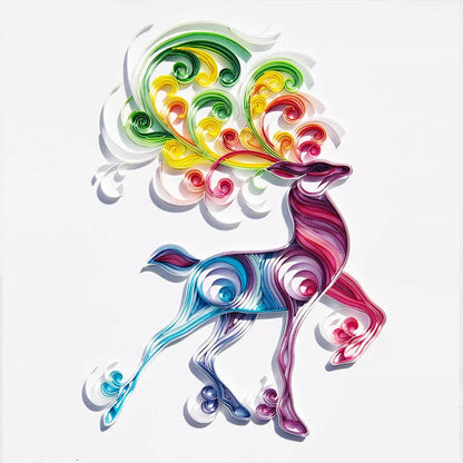 Handmade quilted paper painting set with animal themes and crafting tools