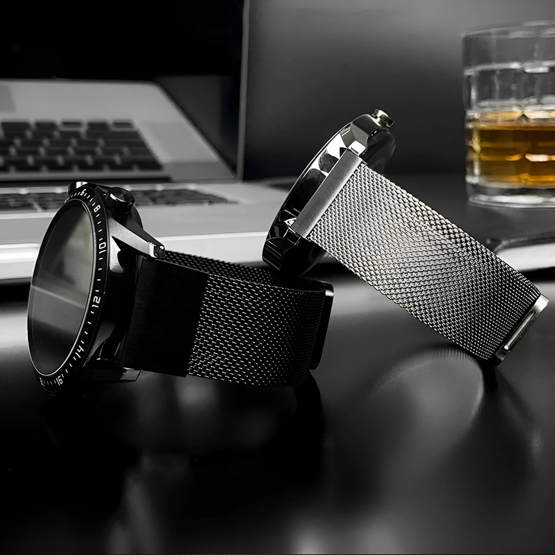 Stainless steel card strap for Garmin Fenix watch showing integrated card slot and buckle closure