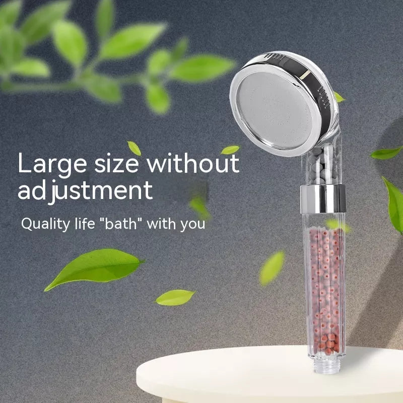 Three-speed anion supercharged filtering shower head nozzle with adjustable settings for a customizable shower experience