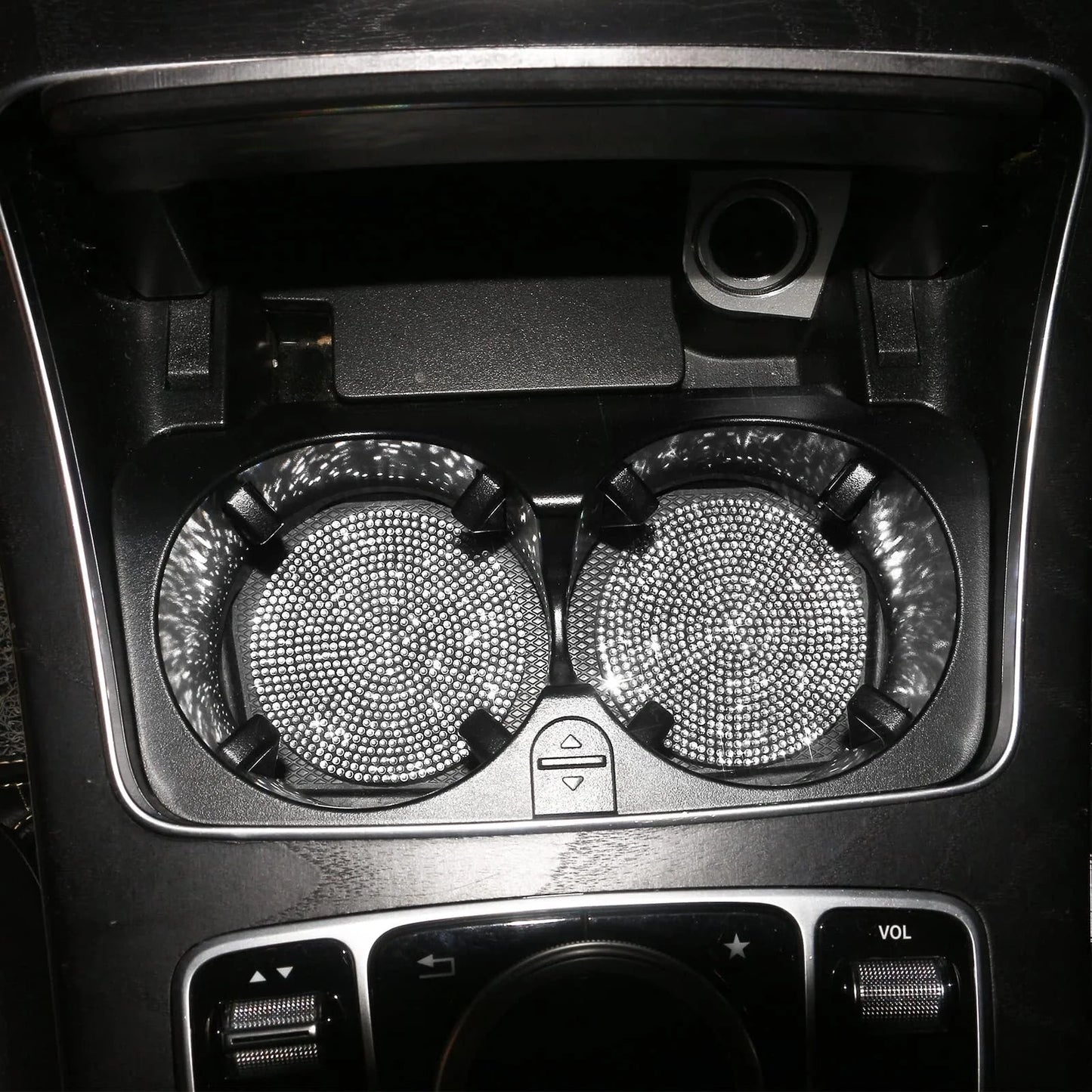 Universal Anti-Slip Silicone Cup Holder Insert with Crystal Rhinestones for Cars