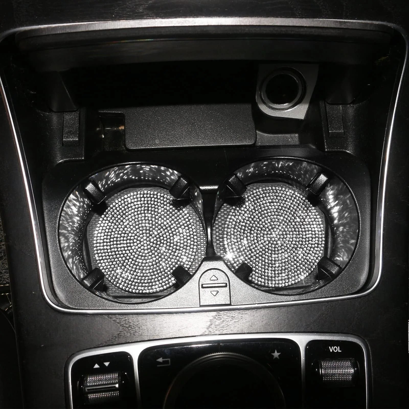 Universal Anti-Slip Silicone Cup Holder Insert with Crystal Rhinestones for Cars
