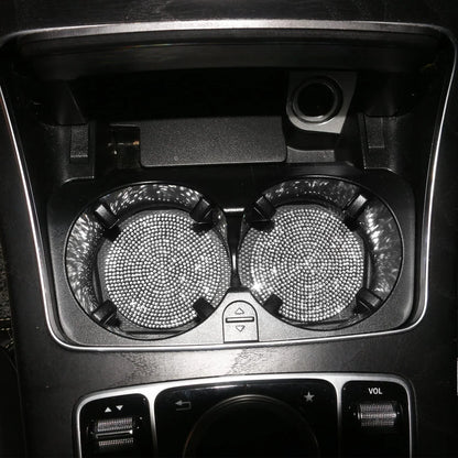Universal Anti-Slip Silicone Cup Holder Insert with Crystal Rhinestones for Cars