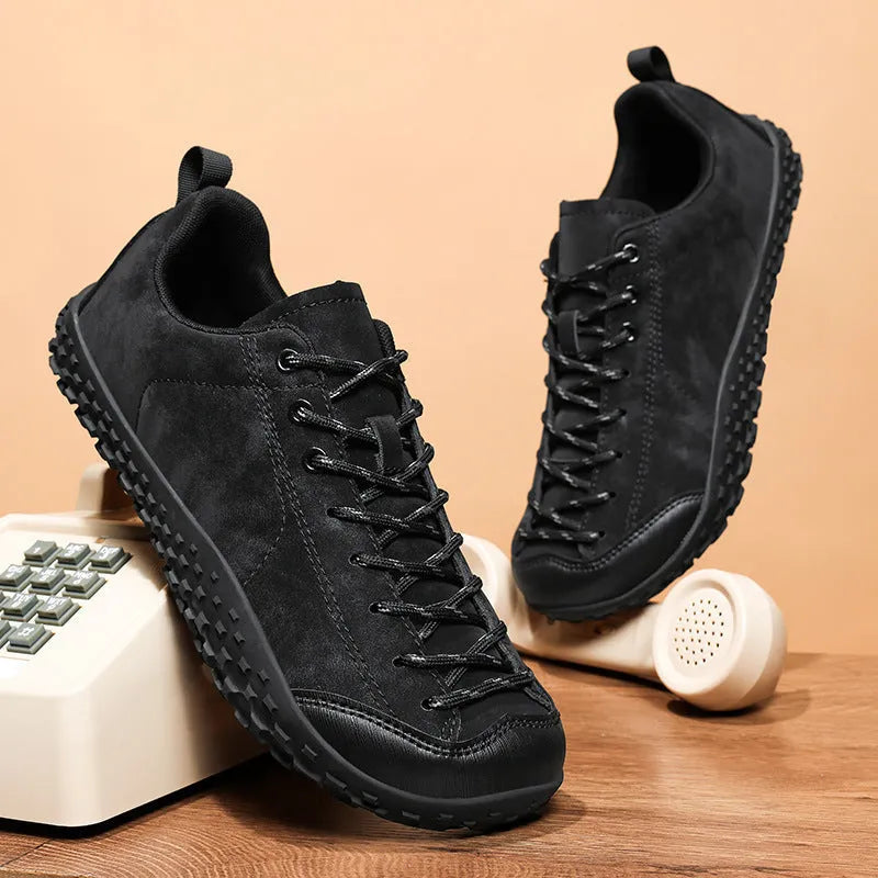 Large Size German Training Shoes Wide Toe Outdoor Hiking Shoes Bare Feet Casual Shoes Mesh Upper Front Lace-Up Rubber Sole Flat Heel Low Top Unisex Sizes 36-48 Black Beige Green Pink
