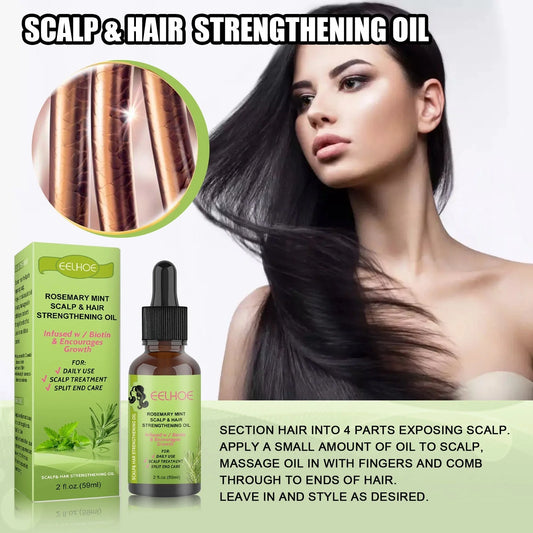 Rosemary Mint Hair Growth Oil bottle with natural ingredients for scalp massage and hair growth