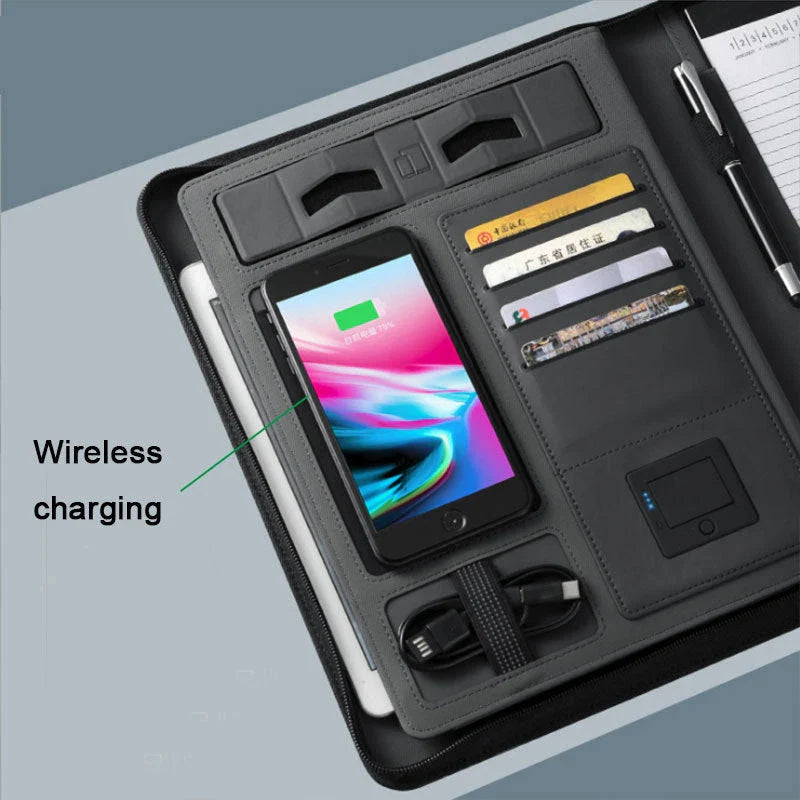 Premium Business Organizer: Charge on the Go with Wireless Power Bank