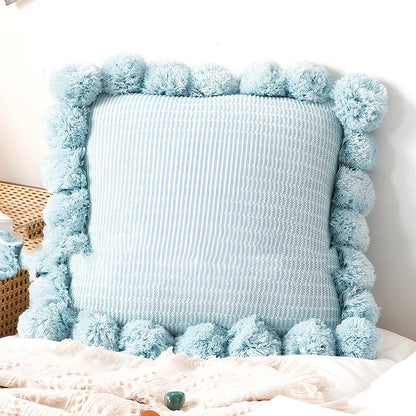 45x45cm knitted throw pillow in beige colour with plain pattern and Nordic design