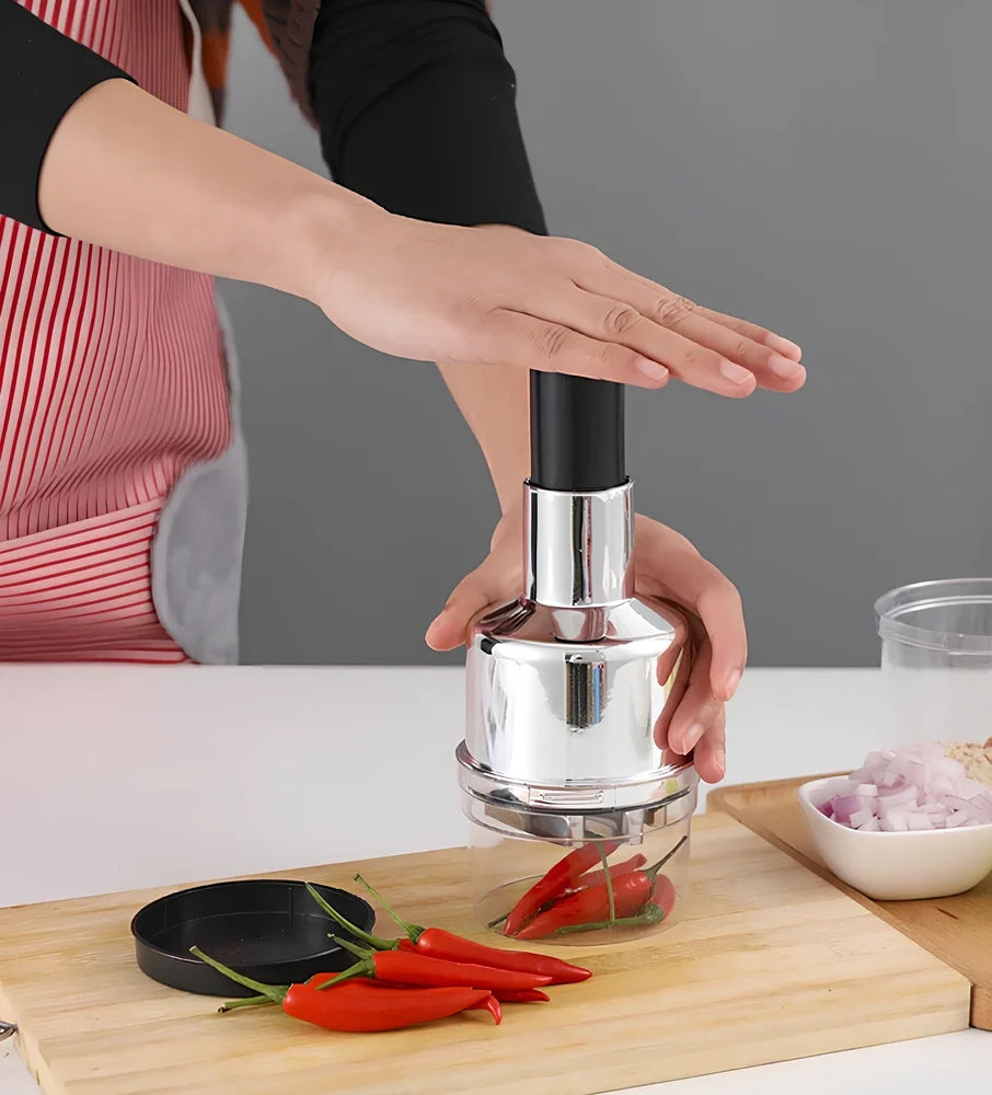 Stainless steel manual clap knife with multi-layer blades for vegetable chopping