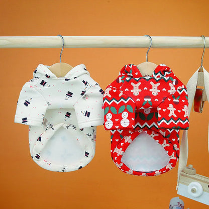 Christmas dog sweatshirt in beige or red, sizes XS to XL, thick milk silk composite fabric pet jumper
